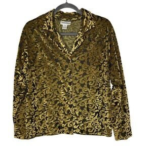 Vintage Diane Von Furstenberg Burnout Devore Button‎ Down Velvet Paisley Top L
